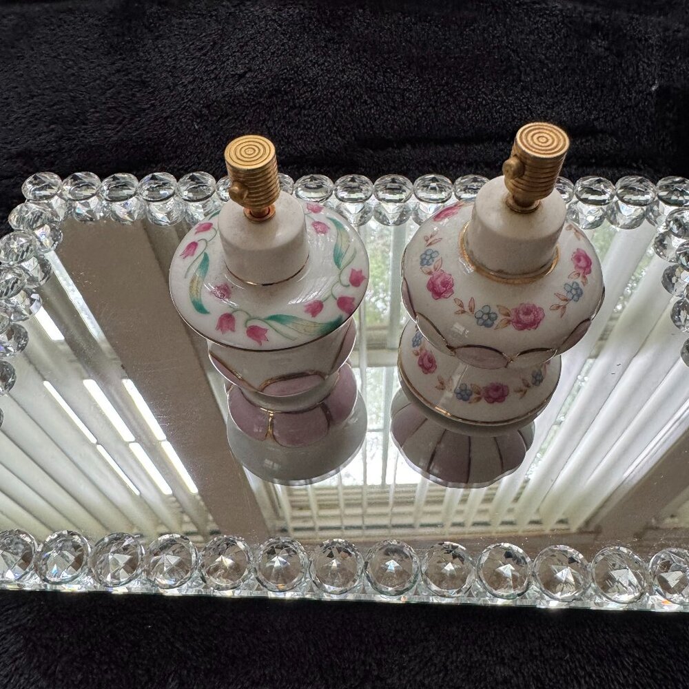 Vintage Irice Hand Painted Porcelain Perfume Bottles Lovely!